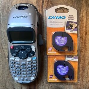 NEW! Dymo LetraTag Personal Labelmaker with 3 Label Cartridge Refills